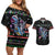 Astronauts Ride A T Rex In Space With The Planet Christmas Couples Matching Off Shoulder Short Dress and Hawaiian Shirt Xmas Holiday Patterns - Wonder Print Shop
