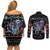Astronauts Ride A T Rex In Space With The Planet Christmas Couples Matching Off Shoulder Short Dress and Long Sleeve Button Shirt Xmas Holiday Patterns - Wonder Print Shop