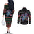 Astronauts Ride A T Rex In Space With The Planet Christmas Couples Matching Off The Shoulder Long Sleeve Dress and Long Sleeve Button Shirt Xmas Holiday Patterns - Wonder Print Shop