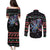 Astronauts Ride A T Rex In Space With The Planet Christmas Couples Matching Puletasi and Long Sleeve Button Shirt Xmas Holiday Patterns - Wonder Print Shop