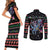 Astronauts Ride A T Rex In Space With The Planet Christmas Couples Matching Short Sleeve Bodycon Dress and Long Sleeve Button Shirt Xmas Holiday Patterns - Wonder Print Shop