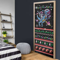 Astronauts Ride A T Rex In Space With The Planet Christmas Door Cover Xmas Holiday Patterns - Wonder Print Shop
