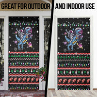 Astronauts Ride A T Rex In Space With The Planet Christmas Door Cover Xmas Holiday Patterns - Wonder Print Shop