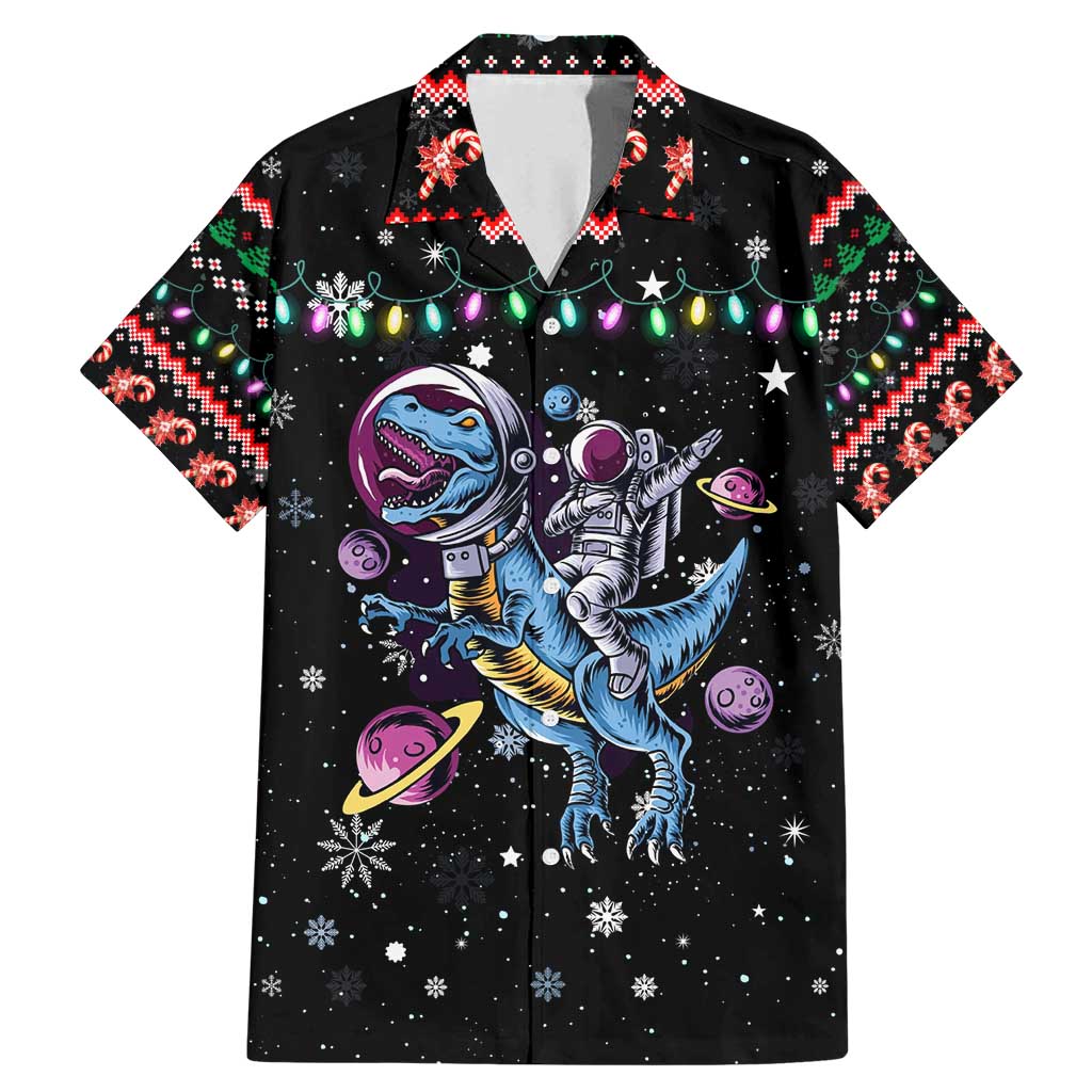 Astronauts Ride A T Rex In Space With The Planet Christmas Family Matching Mermaid Dress and Hawaiian Shirt Xmas Holiday Patterns - Wonder Print Shop