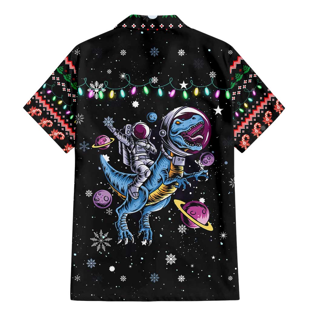 Astronauts Ride A T Rex In Space With The Planet Christmas Family Matching Mermaid Dress and Hawaiian Shirt Xmas Holiday Patterns - Wonder Print Shop