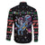 Astronauts Ride A T Rex In Space With The Planet Christmas Family Matching Off The Shoulder Long Sleeve Dress and Hawaiian Shirt Xmas Holiday Patterns - Wonder Print Shop