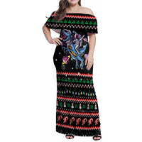 Astronauts Ride A T Rex In Space With The Planet Christmas Family Matching Off Shoulder Maxi Dress and Hawaiian Shirt Xmas Holiday Patterns - Wonder Print Shop