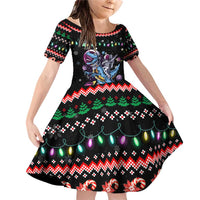Astronauts Ride A T Rex In Space With The Planet Christmas Family Matching Off Shoulder Short Dress and Hawaiian Shirt Xmas Holiday Patterns - Wonder Print Shop
