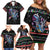 Astronauts Ride A T Rex In Space With The Planet Christmas Family Matching Off Shoulder Short Dress and Hawaiian Shirt Xmas Holiday Patterns - Wonder Print Shop