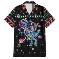 Astronauts Ride A T Rex In Space With The Planet Christmas Family Matching Short Sleeve Bodycon Dress and Hawaiian Shirt Xmas Holiday Patterns - Wonder Print Shop
