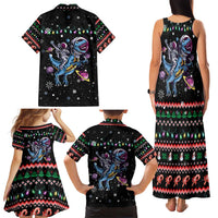 Astronauts Ride A T Rex In Space With The Planet Christmas Family Matching Tank Maxi Dress and Hawaiian Shirt Xmas Holiday Patterns - Wonder Print Shop