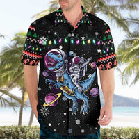 Astronauts Ride A T Rex In Space With The Planet Christmas Hawaiian Shirt Xmas Holiday Patterns - Wonder Print Shop