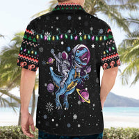 Astronauts Ride A T Rex In Space With The Planet Christmas Hawaiian Shirt Xmas Holiday Patterns - Wonder Print Shop