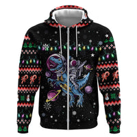 Astronauts Ride A T Rex In Space With The Planet Christmas Hoodie Xmas Holiday Patterns - Wonder Print Shop