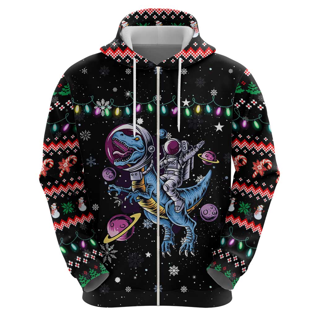 Astronauts Ride A T Rex In Space With The Planet Christmas Hoodie Xmas Holiday Patterns - Wonder Print Shop