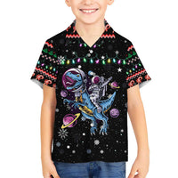 Astronauts Ride A T Rex In Space With The Planet Christmas Kid Hawaiian Shirt Xmas Holiday Patterns - Wonder Print Shop