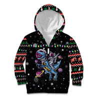 Astronauts Ride A T Rex In Space With The Planet Christmas Kid Hoodie Xmas Holiday Patterns - Wonder Print Shop