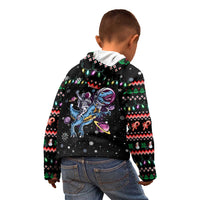 Astronauts Ride A T Rex In Space With The Planet Christmas Kid Hoodie Xmas Holiday Patterns - Wonder Print Shop