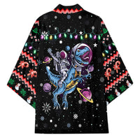 Astronauts Ride A T Rex In Space With The Planet Christmas Kimono Xmas Holiday Patterns - Wonder Print Shop