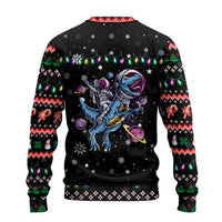 Astronauts Ride A T Rex In Space With The Planet Christmas Ugly Christmas Sweater Xmas Holiday Patterns - Wonder Print Shop
