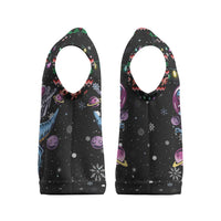 Astronauts Ride A T Rex In Space With The Planet Christmas Knitted V-Neck Vest Xmas Holiday Patterns - Wonder Print Shop