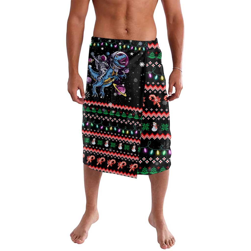 Astronauts Ride A T Rex In Space With The Planet Christmas Lavalava Xmas Holiday Patterns - Wonder Print Shop