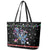 Astronauts Ride A T Rex In Space With The Planet Christmas Leather Tote Bag Xmas Holiday Patterns - Wonder Print Shop