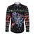 Astronauts Ride A T Rex In Space With The Planet Christmas Long Sleeve Button Shirt Xmas Holiday Patterns - Wonder Print Shop