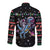Astronauts Ride A T Rex In Space With The Planet Christmas Long Sleeve Button Shirt Xmas Holiday Patterns - Wonder Print Shop
