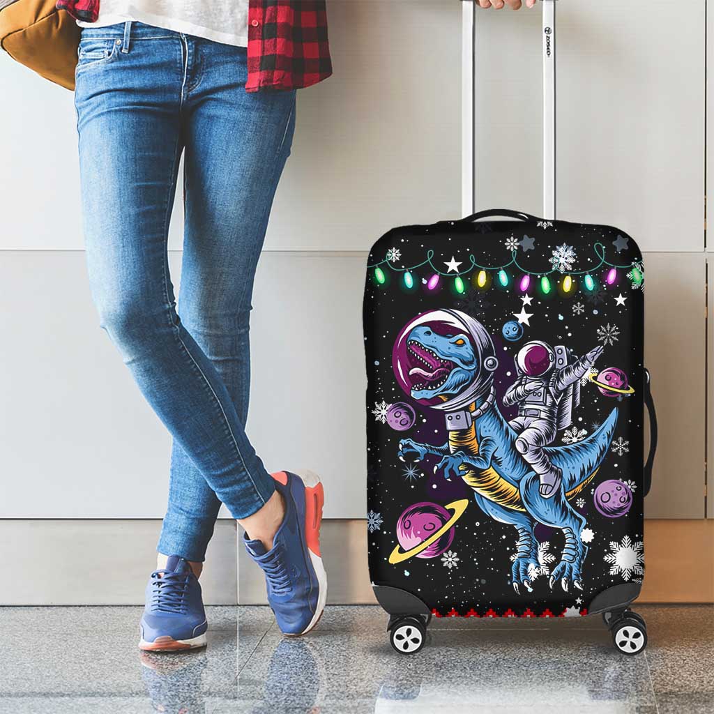 Astronauts Ride A T Rex In Space With The Planet Christmas Luggage Cover Xmas Holiday Patterns - Wonder Print Shop