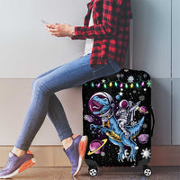 Astronauts Ride A T Rex In Space With The Planet Christmas Luggage Cover Xmas Holiday Patterns - Wonder Print Shop