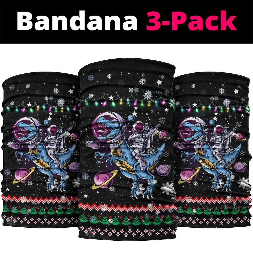 Astronauts Ride A T Rex In Space With The Planet Christmas Neck Gaiter Xmas Holiday Patterns - Wonder Print Shop