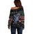 Astronauts Ride A T Rex In Space With The Planet Christmas Off Shoulder Sweater Xmas Holiday Patterns - Wonder Print Shop