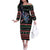 Astronauts Ride A T Rex In Space With The Planet Christmas Off The Shoulder Long Sleeve Dress Xmas Holiday Patterns - Wonder Print Shop