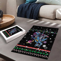 Astronauts Ride A T Rex In Space With The Planet Christmas Puzzle Xmas Holiday Patterns - Wonder Print Shop