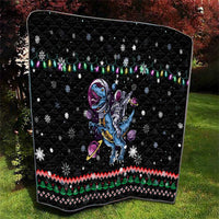 Astronauts Ride A T Rex In Space With The Planet Christmas Quilt Xmas Holiday Patterns - Wonder Print Shop