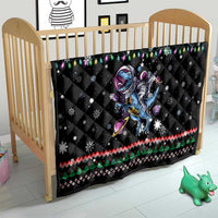 Astronauts Ride A T Rex In Space With The Planet Christmas Quilt Xmas Holiday Patterns - Wonder Print Shop