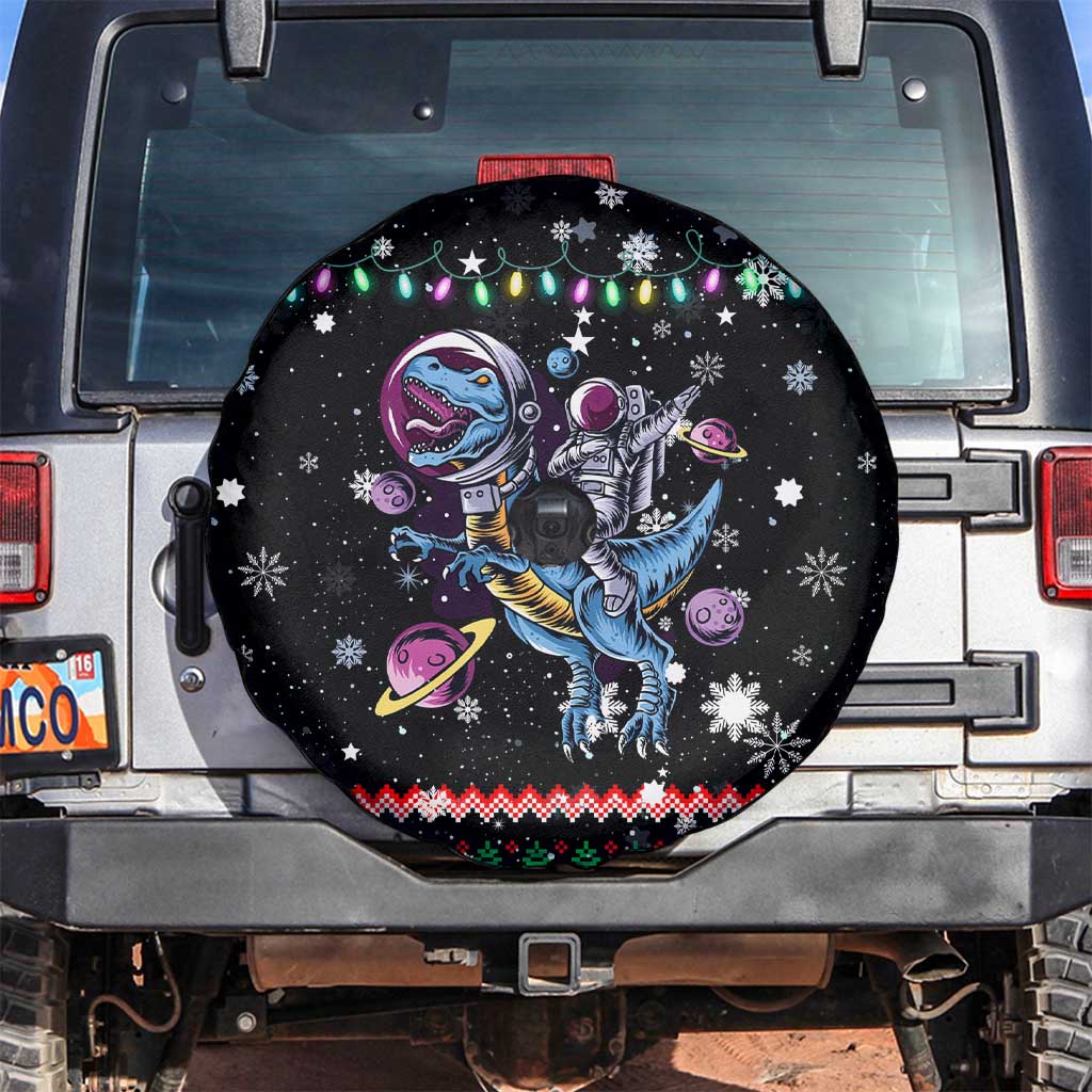 Astronauts Ride A T Rex In Space With The Planet Christmas Spare Tire Cover Xmas Holiday Patterns - Wonder Print Shop