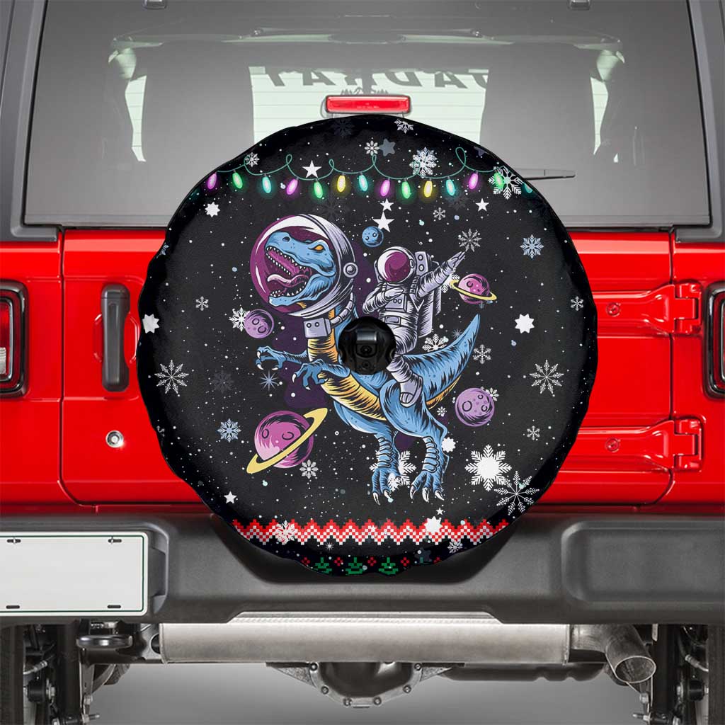 Astronauts Ride A T Rex In Space With The Planet Christmas Spare Tire Cover Xmas Holiday Patterns - Wonder Print Shop