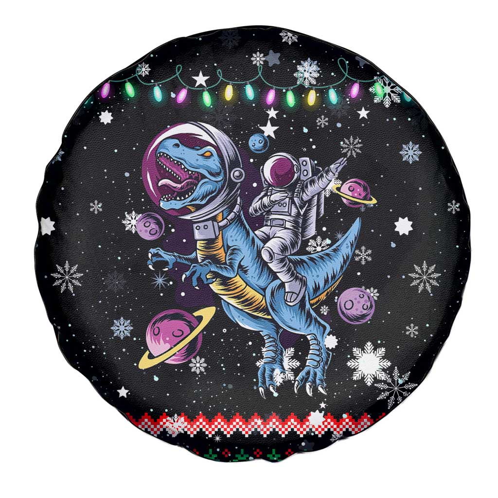 Astronauts Ride A T Rex In Space With The Planet Christmas Spare Tire Cover Xmas Holiday Patterns - Wonder Print Shop
