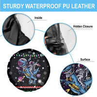 Astronauts Ride A T Rex In Space With The Planet Christmas Spare Tire Cover Xmas Holiday Patterns - Wonder Print Shop