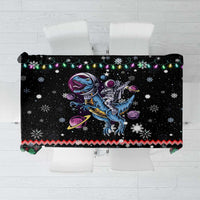 Astronauts Ride A T Rex In Space With The Planet Christmas Tablecloth Xmas Holiday Patterns - Wonder Print Shop