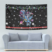 Astronauts Ride A T Rex In Space With The Planet Christmas Tapestry Xmas Holiday Patterns - Wonder Print Shop