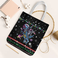 Astronauts Ride A T Rex In Space With The Planet Christmas Tote Bag Xmas Holiday Patterns - Wonder Print Shop