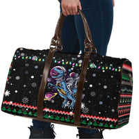 Astronauts Ride A T Rex In Space With The Planet Christmas Travel Bag Xmas Holiday Patterns - Wonder Print Shop