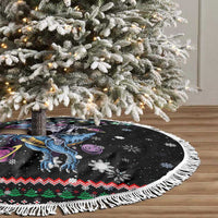 Astronauts Ride A T Rex In Space With The Planet Christmas Tree Skirt Xmas Holiday Patterns - Wonder Print Shop