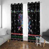 Astronauts Ride A T Rex In Space With The Planet Christmas Window Curtain Xmas Holiday Patterns - Wonder Print Shop