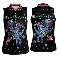 Astronauts Ride A T Rex In Space With The Planet Christmas Women Sleeveless Polo Shirt Xmas Holiday Patterns - Wonder Print Shop