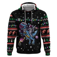 Astronauts Ride A T Rex In Space With The Planet Christmas Zip Hoodie Xmas Holiday Patterns - Wonder Print Shop
