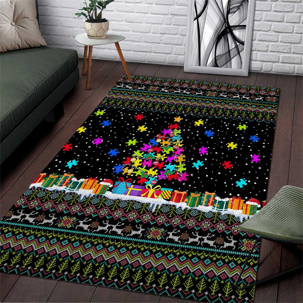 Autism Pine Christmas Area Rug Xmas Holiday Patterns - Wonder Print Shop